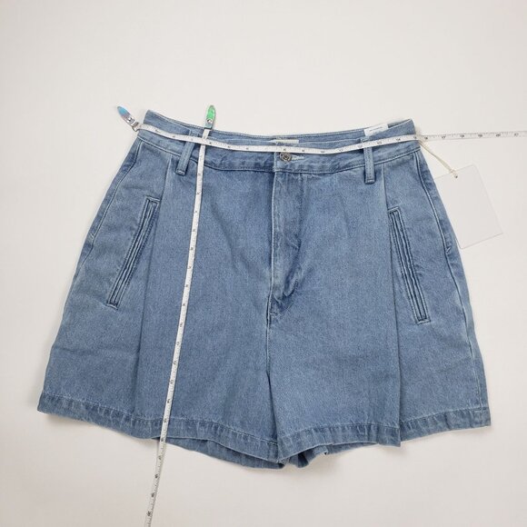 Etica Max Pleated High-Waist Denim Shorts Womens Sz 29 Ethereal Blue 100% Cotton - Picture 6 of 16